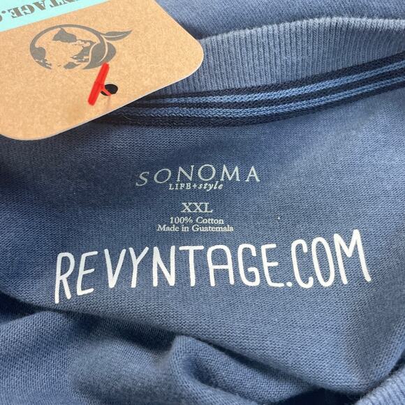 Hand Printed Upcycled Mens XXL Hydrangea Floral Long Sleeve Tee Shirt - Picture 4 of 4